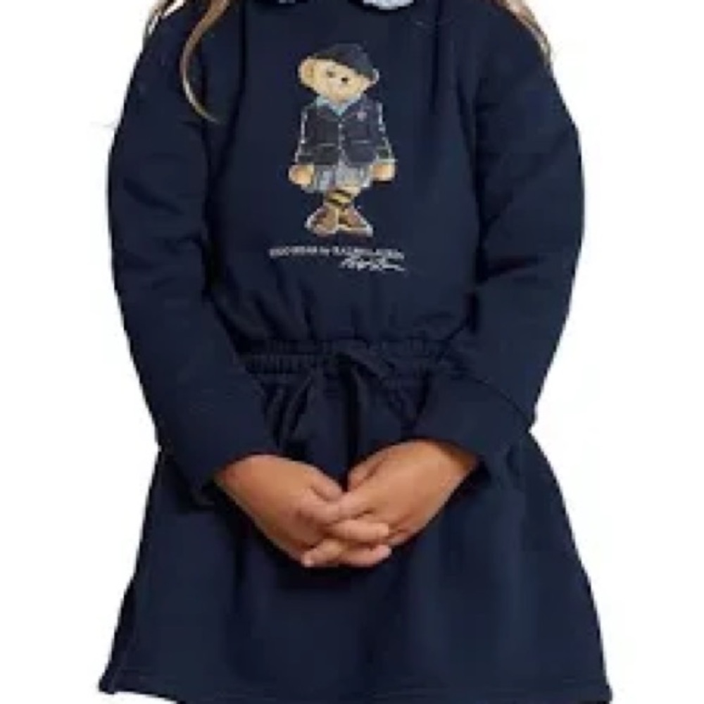 Polo by Ralph Lauren navy fleece dress with Bear Design size 12-14 preloved